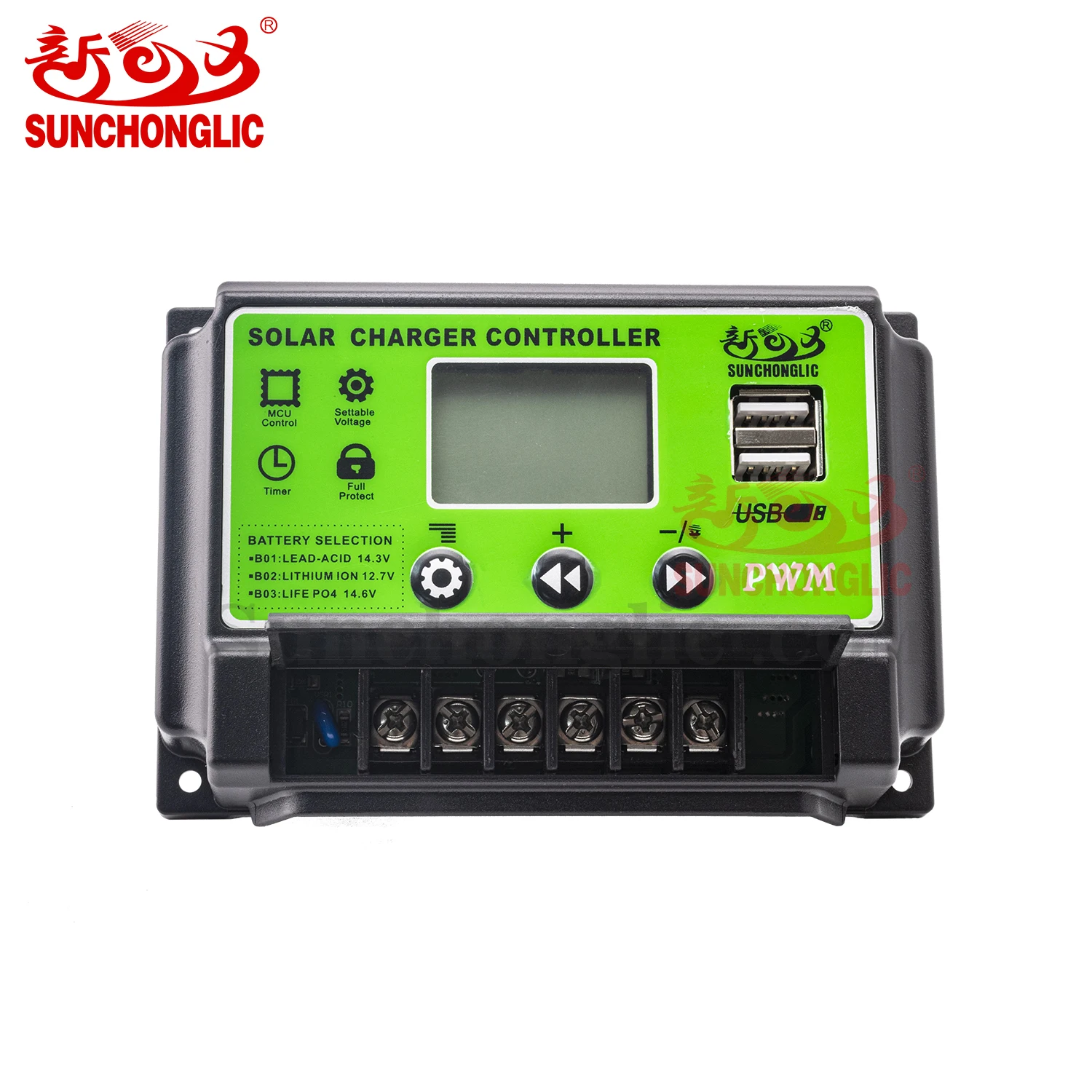 Sunchonglic mini 12V 24V 30A solar battery charger controller manual pwm solar charge controller