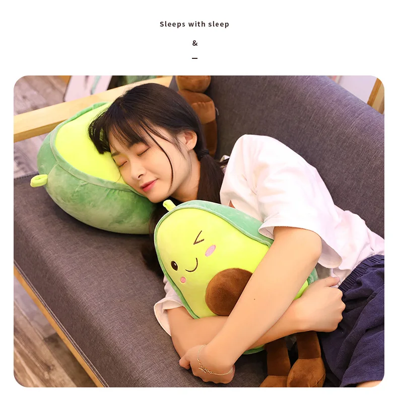 High Quality Kawaii Creative Fruit Shaped Avocado Holding Pillow Fruit Avocado Plants Stuffed Plush Toy Soft Girls