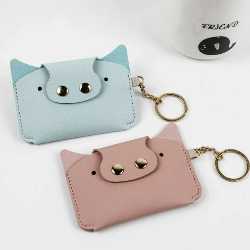 Ready to Ship Pig Shape Mini Coin Purse PU Leather Keychain Small Stylish Luxury Coin Pocket Wallet