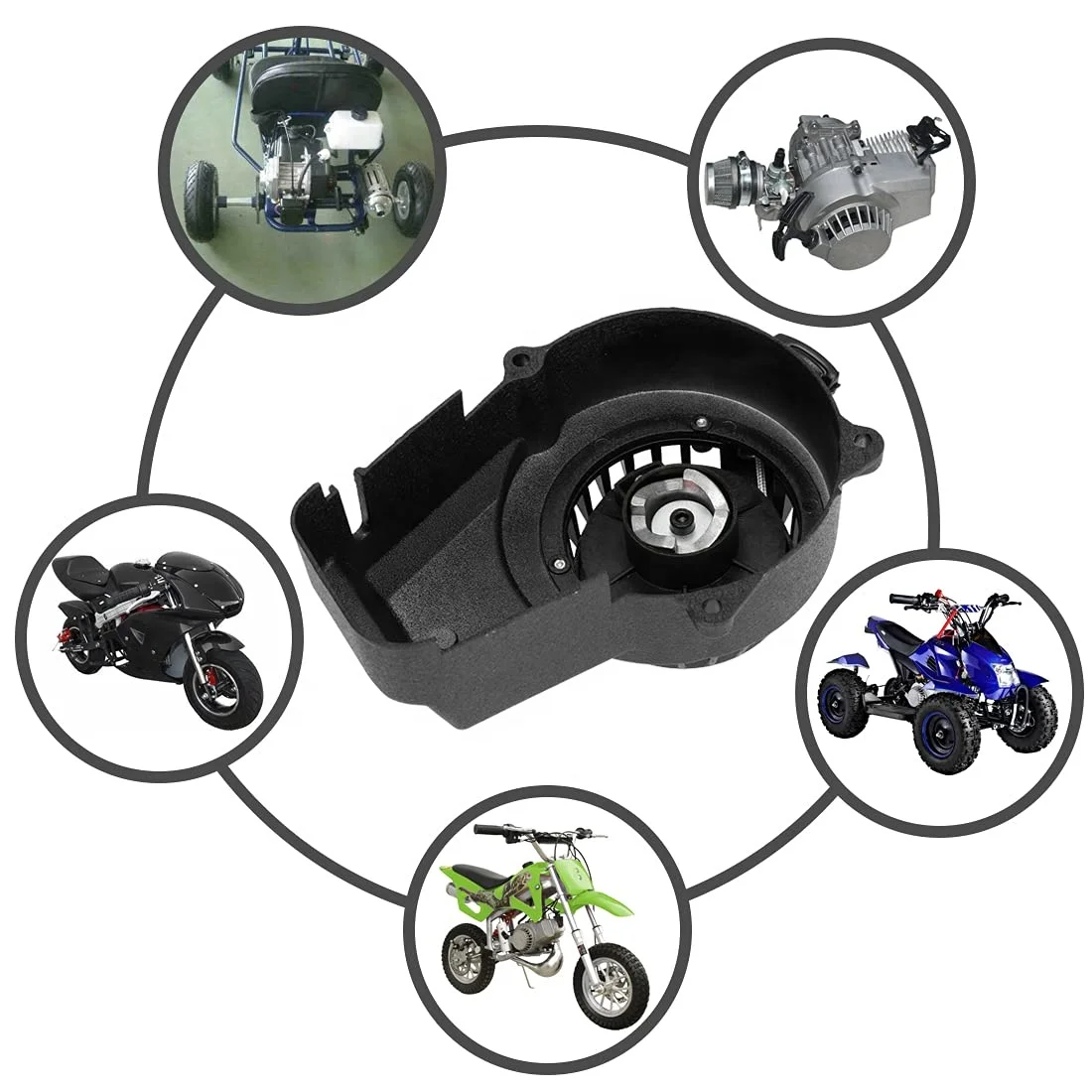 HIAORS Pull Recoil Start Starter for 2 Stroke Engine 47 49 50cc ATV Quad 4 Wheeler Go Kart Pit Dirt Mini Pocket Bike Motor Black