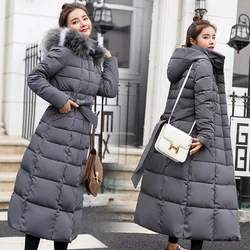 2019 high quality fur collar women long winter coat female warm wadded jacket womens outerwear parka casaco feminino inverno