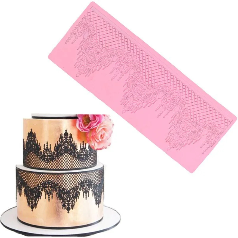 Silicon cake lace Embossing Mat jewels Texture fondant impression lace mat crown tiara decorating mold
