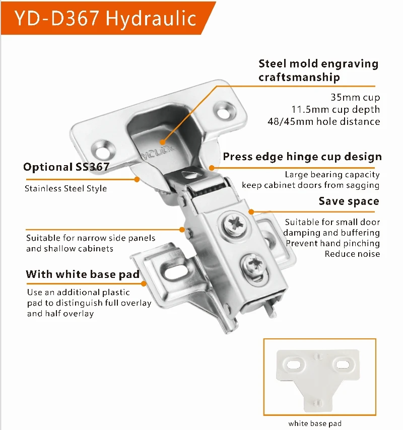 YOUDO Factory Wholesale Furniture Soft Close Kitchen Furniture Cabinet American Style Short Arm Hinge for Cabinets