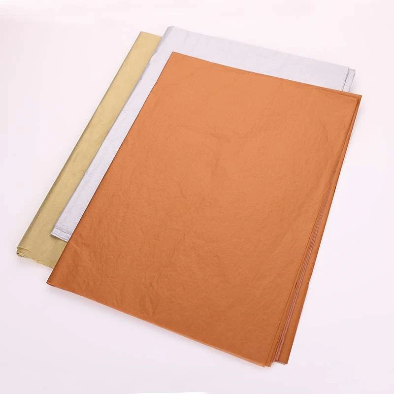 New Style 50*70cm Metal Color Virgin Pulp Tissue Paper 14/17 Gram Waterproof Wrapping Shoes Clothes Packaging Accepts Custom