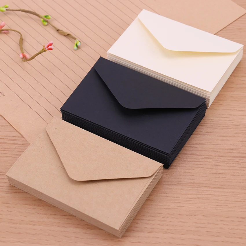 Promotional 3 colors blank mini business gift wedding paper envelope