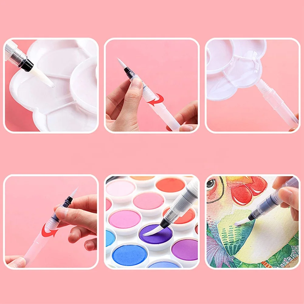 21109 3 Piece Water Color Brush Pen Set Watercolor Paint Pens for Painting Markers