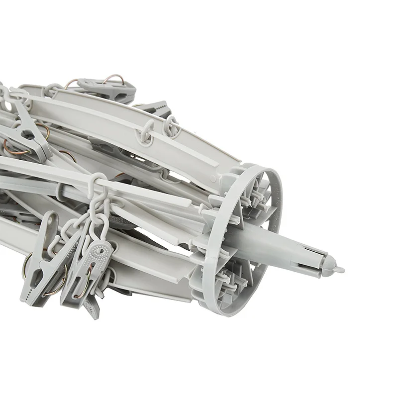 Hanser  20 Clips Plastic Clothes Hangers Clothing Folding Sunning Hanger Cloth Round  Airer Indoor Outdoor Foldable Drying Rack