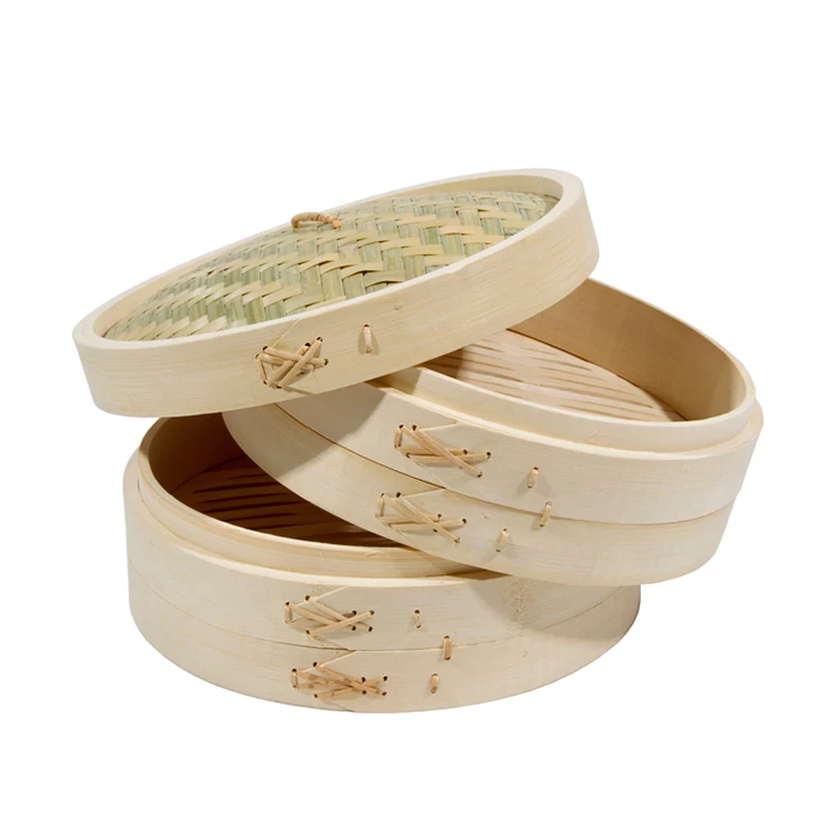 Hot Selling Bamboo Steamer Set For Food Cooking Basket Non Chemical Antique Dim Sum Steamer Basket Bamboo