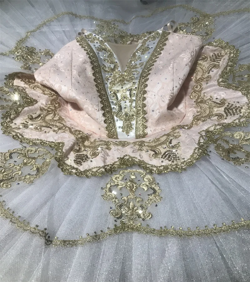 New light pink Jacquard hook & eye design ballet tutu Professional girls perform ballet Tutu costumes. New TUTU-17