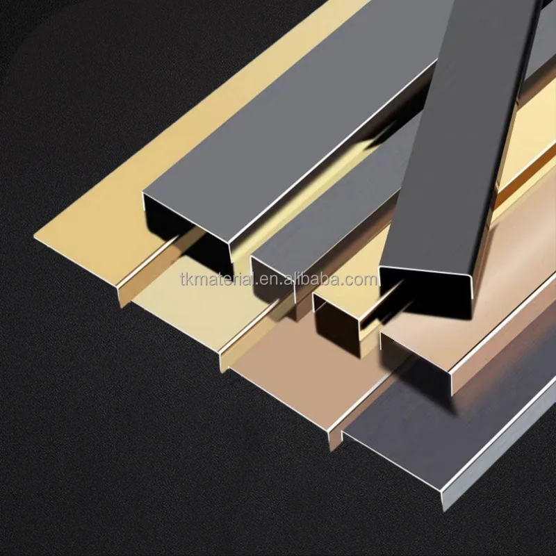 Guangzhou TK Decoration Profile Polished Chrome Floor Stainless Steel Ceramic Tile Trim for Furniture Floor Wall Carpet