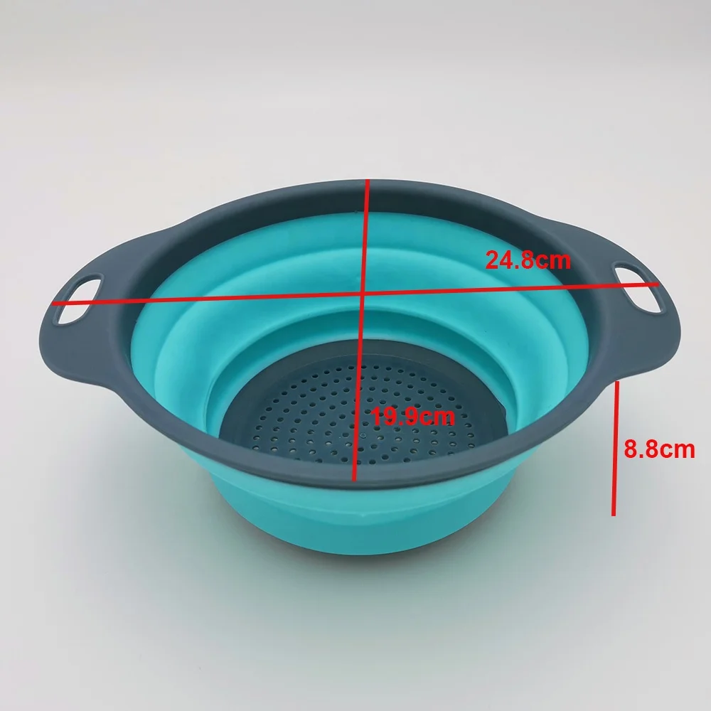 Kitchen Foldable Silicone Strainers Collapsible Colanders With Handles Space-saver Folding Strainers Colander