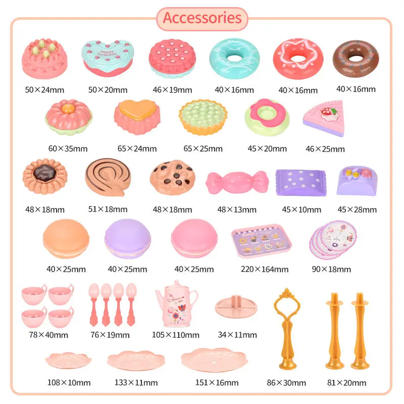 2024 Bemay Toys Kids Tea Set for Little Girls Pink Tin Tea Party Set Afternoon Tea Time Play Set