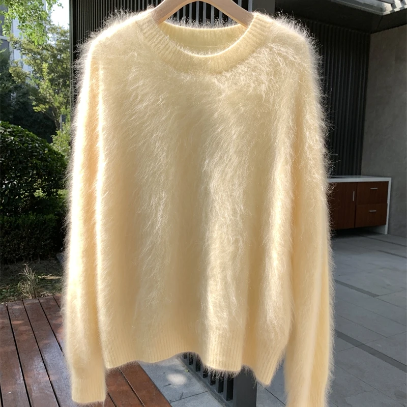 Autumn and Winter 100% Cashmere Pulled Wool Pullover Sweater Chinese Style Soft Waxy and Loose Fit