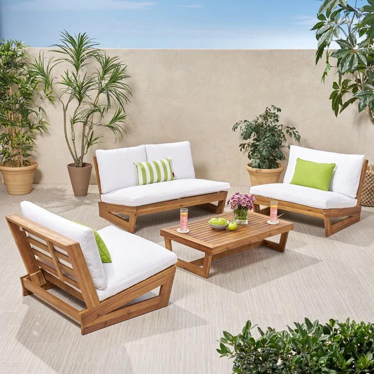 Free Shipping Within US Outdoor Garden Furniture 4 Seater Chat Set with Coffee Table