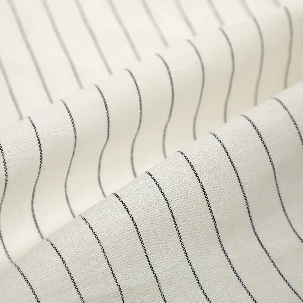 New Arrivals dress shirt cloth Yarn Dyed spandex Wholesale roll price natural colors Plaid stripe pure Linen Fabric