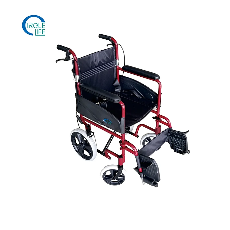 Desk-style armrests Red ABS Aluminum lightweight wheelchair