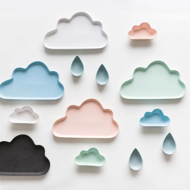 Simple ceramic cloud plate matte frosted dessert Dim sum sauce breakfast creative modeling plate raindrop plate