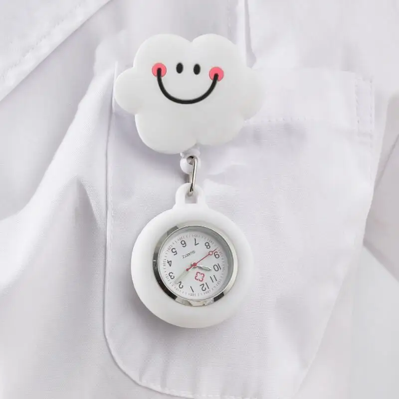 4 Colors Resin Cute Cartoon Cloud Nurse Watch Retractable Nurse Doctor FOB Pocket Watches Hang Medicine Clock Gift Watches