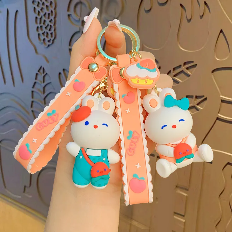 Брелок Fanhua с милым мультяшным рисунком моркови кролика модный брелок для ключей пара сумка кулон автомобиля аксессуар подарок