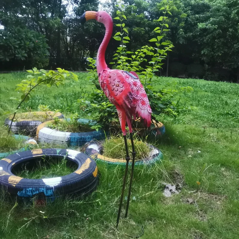 garden ornaments solar power lighted Flamingo Light
