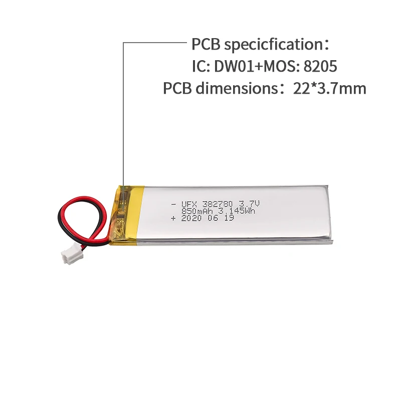 Sodium Ion Battery Manufacturers In China UFX 382780 850mAh 3.7V Li ion Rechargeable Battery