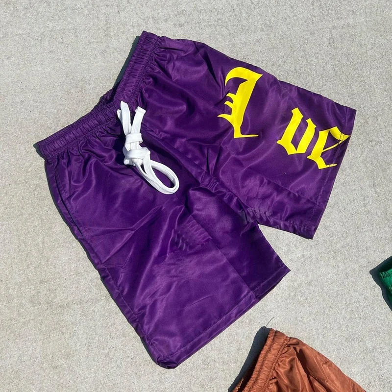 Custom Logo Side Buttons Nylon Polyester Shorts Nylon Windbreak Shorts High Quality Polyester Spandex Gym Sports