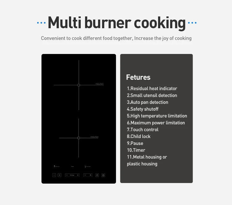 Wholesale Customization 3000W New Design Table Induction Cooker Double Vertical Burner Built In Induction Wok