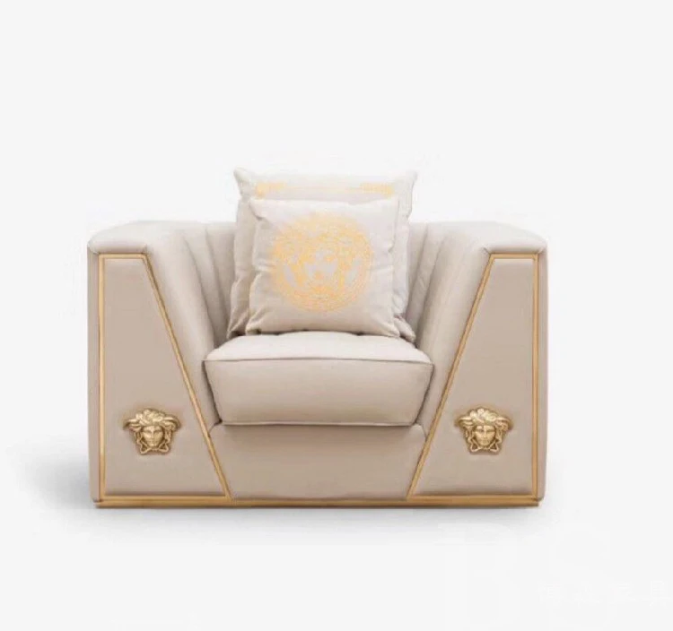 YASITE Embroidery Velvet Fabric Modern Single Sofa Home Living Room Furniture