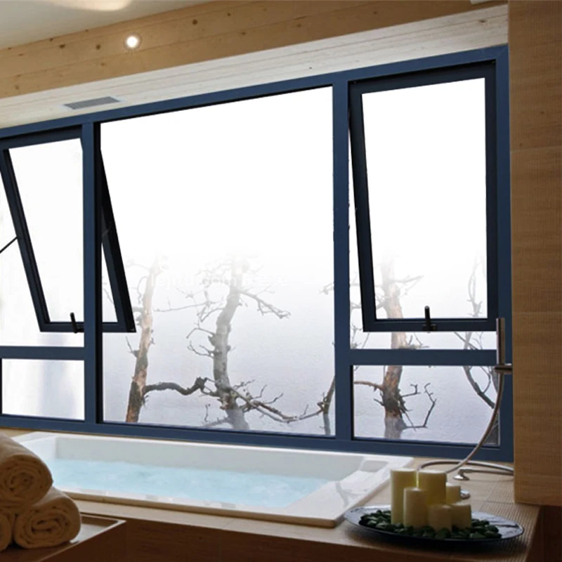 Custom House Glass Window Aluminium Bathroom Awning Frosted Glass Window Designs With Ventilation Louver Mesh
