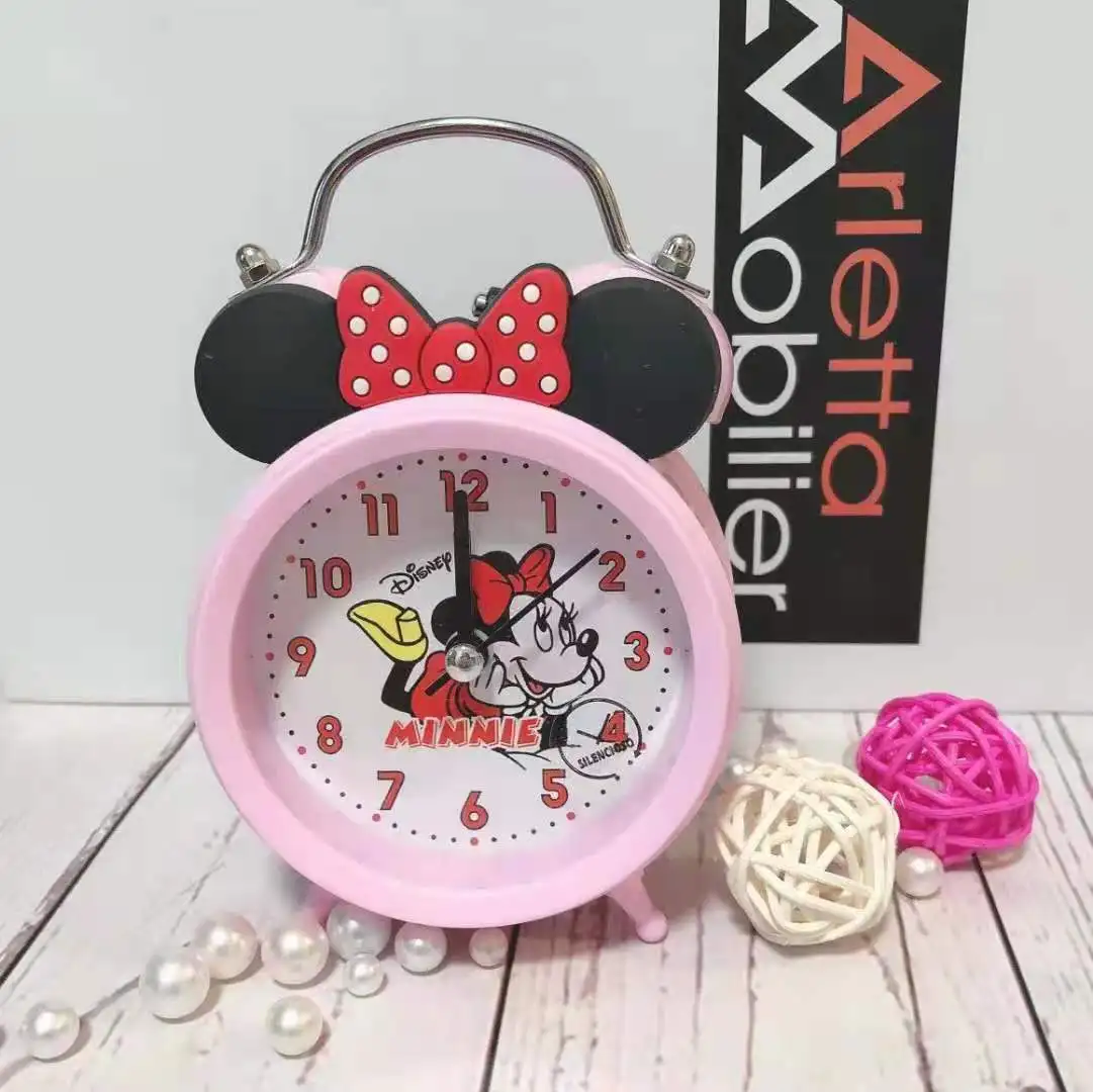 Новинка 2021, Изысканный милый ретро будильник с мультяшным рисунком Микки из сплава и силикона, будильник