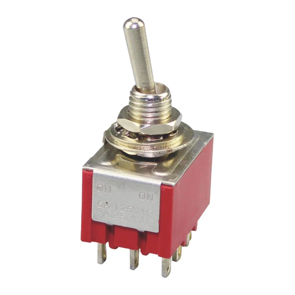 DaierTek Red Base 9 Pin Toggle Switch ON ON 2 Position 3PDT Toggle Switch Mini Rocker Toggle Switch for Electronic Circuit Audio
