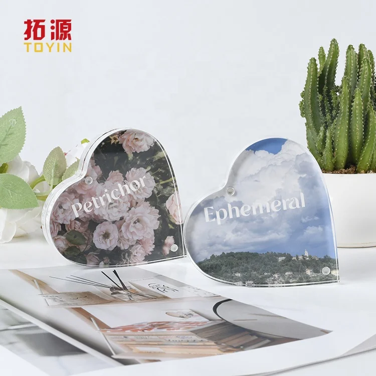 Custom Heart Shape  Photo Frame Acrylic Magnetic Photo Frame