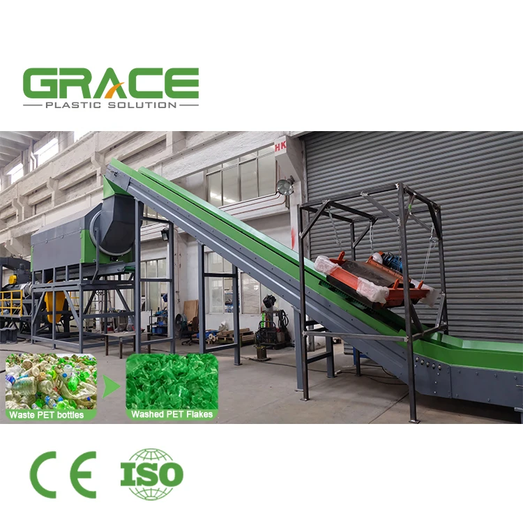 Grace Machinery Plastic Bottles Plant Machineplastic Pet Flakes Crushing Recycling Washing Machine