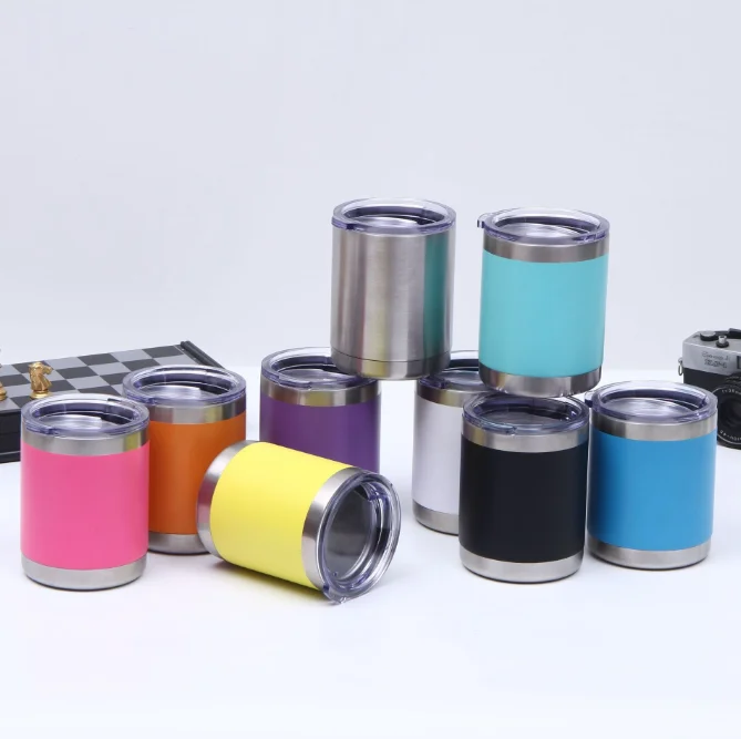 TJS Powder Coated 300 ML Stainless Steel Water Cup Low Ball Tumbler Double Wall Insulation 10 Oz insulated coffee mug Tumbler