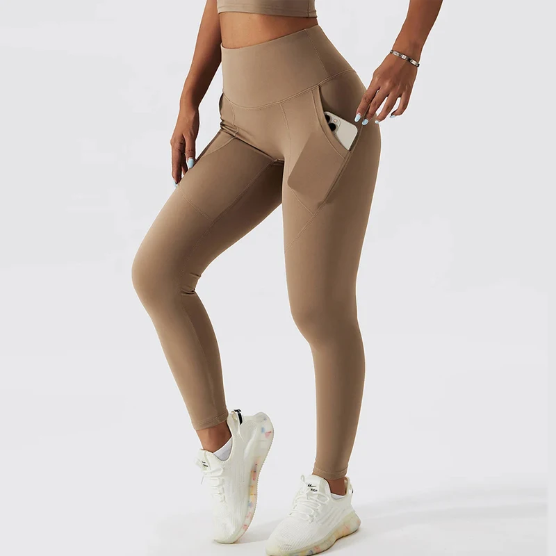 Wholesale Polyamide Leggings V-back Double Face material leggings Athletic Wear Work out Leggings For Women