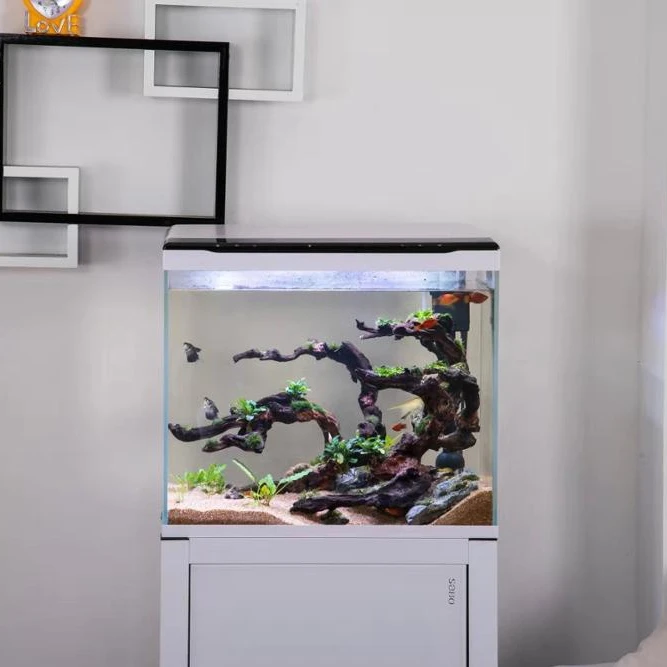 new arrival high clear ultra white aquarium fish tank with temperature display, top filtration, touch switch lighting system