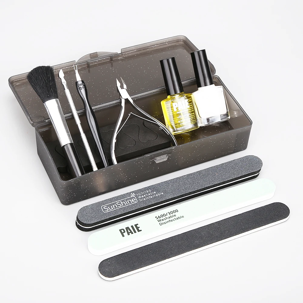 Manicure Tool Set, Nail Care Set Softener Top Coat Base Coat Cuticle Oil With Nipper, Nail File