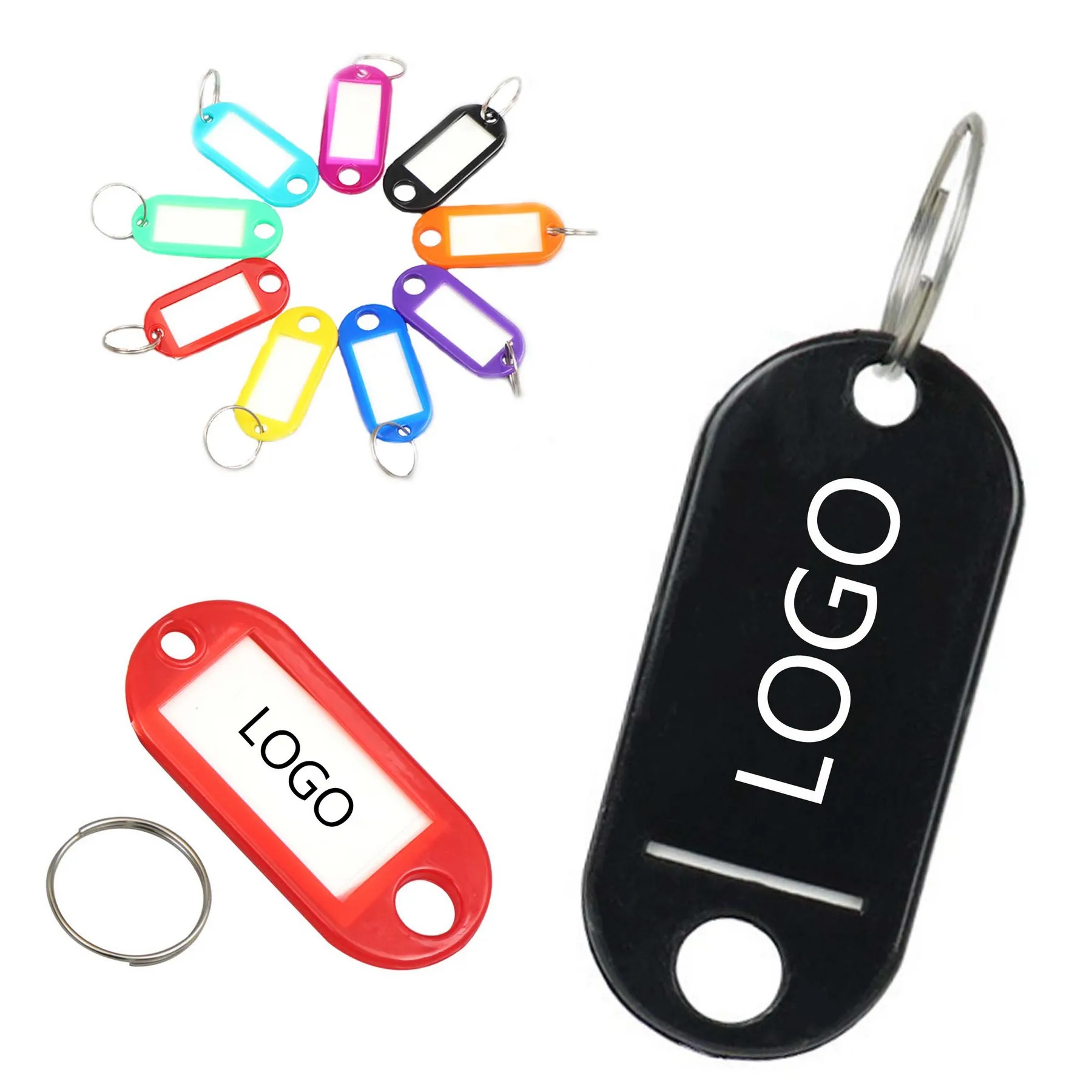 Hot Sale Plastic Key Tags with Split Ring And Label Window
