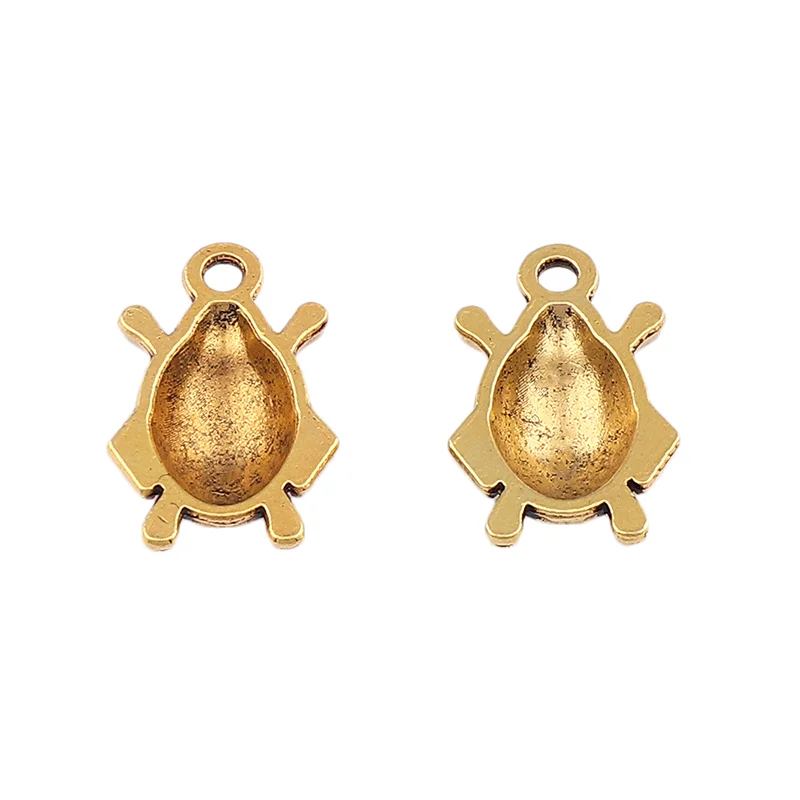 Antique Gold Plated Ladybird Beetle Lady Bug Scarab Insect Charms Pendants for Jewelry Making 18x11mm