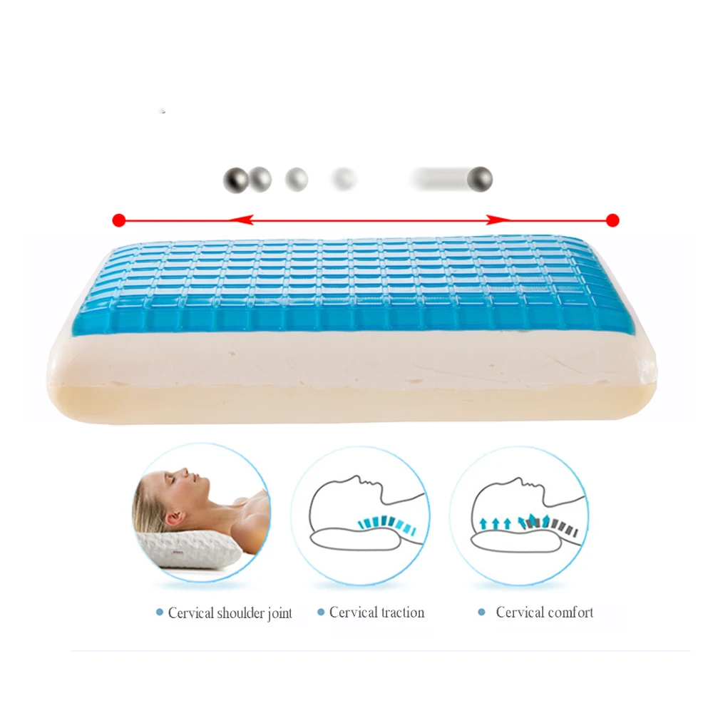 Hot Sale Visco Elastic Foam Silicone Gel Pillow Memory Foam Hotel Cool Gel Bed Sleeping Pillow for Pressure Relief