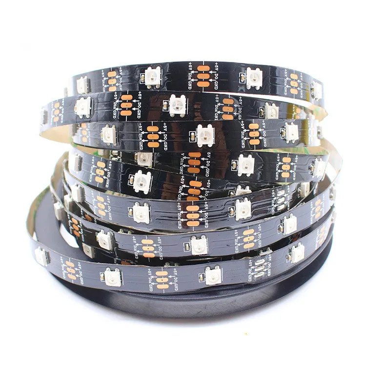 DC 5V WS2812 dream color magical LED strip black board SMD 5050 60 LED
