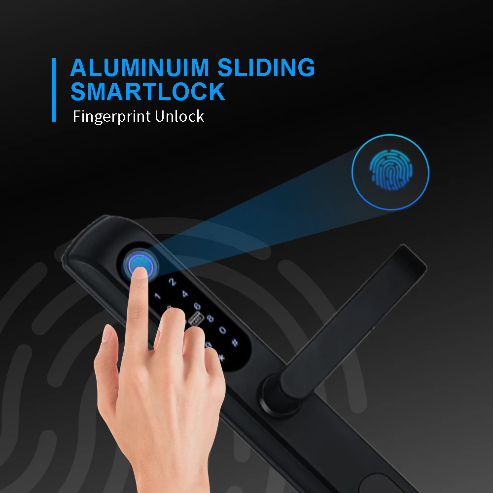 2022 Wifi Fingerprint Recognition fingerprint camera and intercom smart lock for sliding glass door