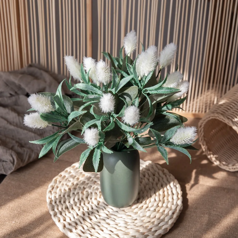 Simulation flower wedding decoration home decoration handicraft artificial green plant rabbit tail bouquet