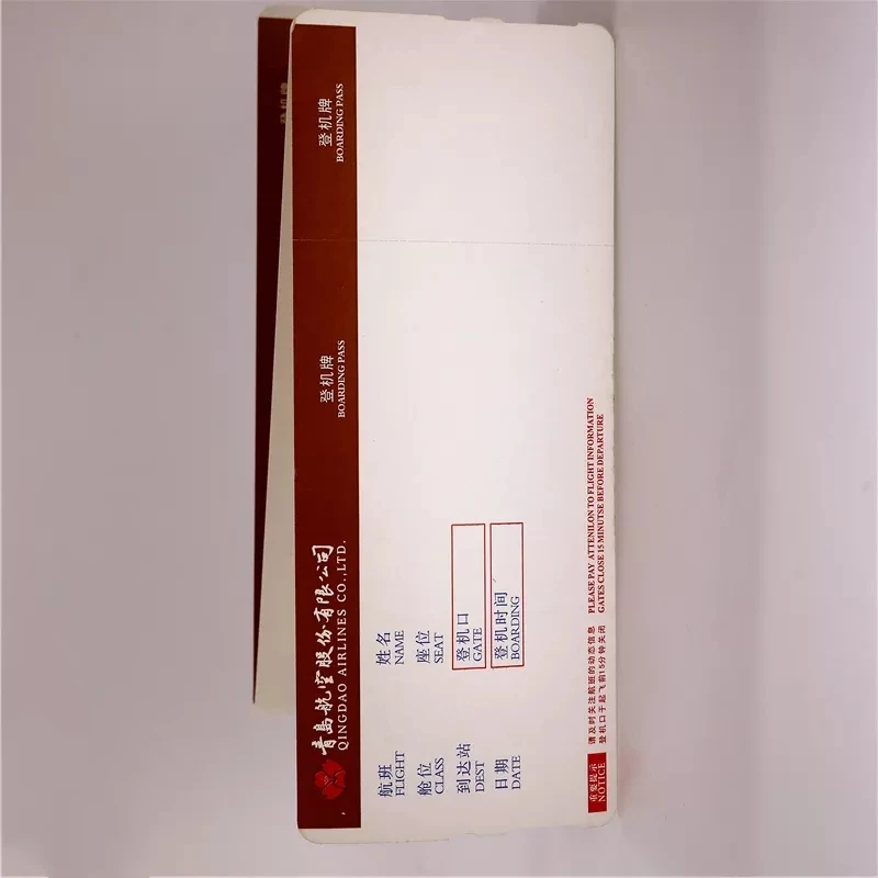 Hot Selling Parking Ticket Entrance Flights Tickets Printing With Single Sheet Double Coated Art Paper