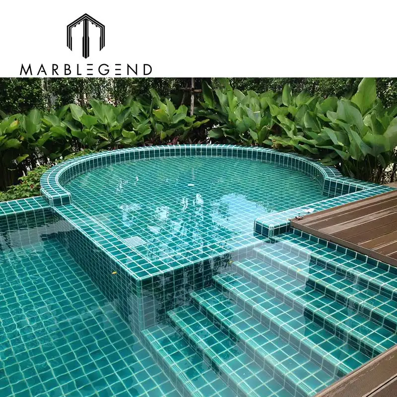 Square Polished Glazed Porcelain Ceramic Mosaic tile for swimming pool art mosaic