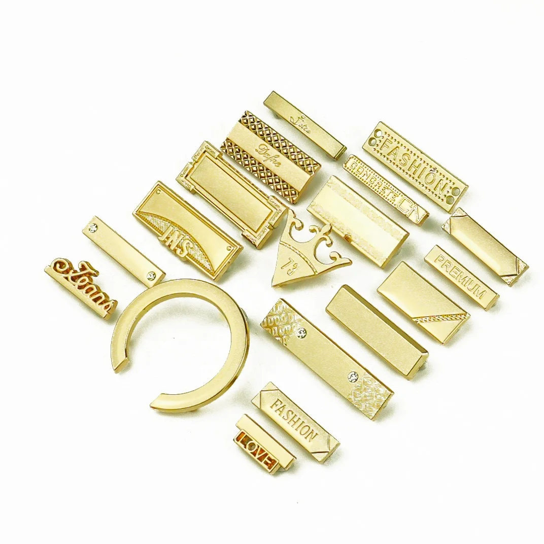 JinYi Hardware OEM ODM Brand Logo Design Decorative Zinc Alloy Custom Metal Label Tag for Clothing