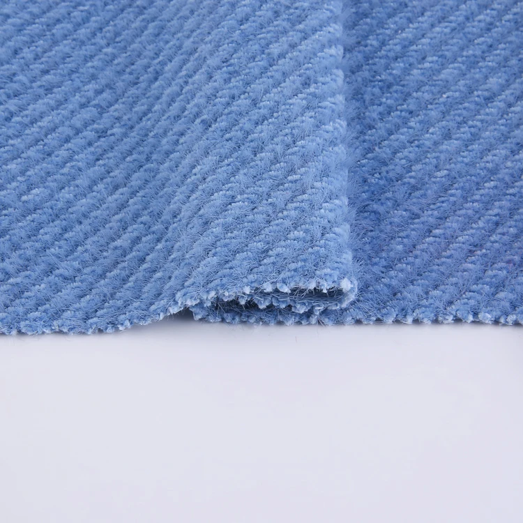 Customized colors twill fabric 74%POLY 26%NYLON 455GSM heavy weight Chenille two face knitting twill fabric for garments