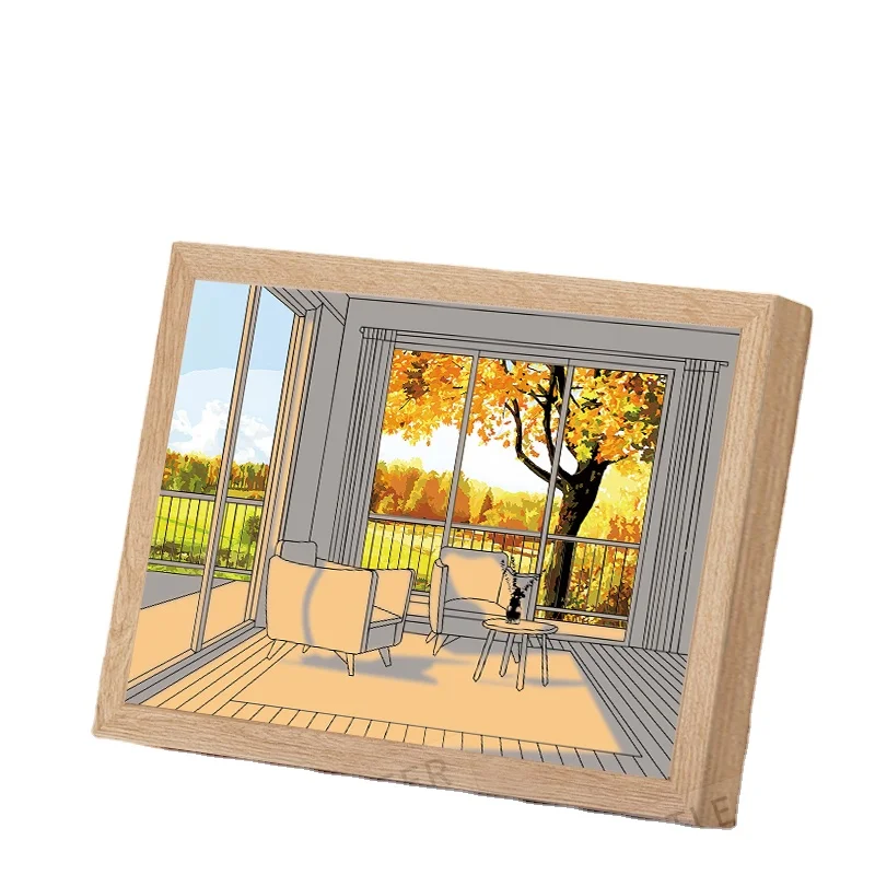 Factory Wholesale Light Painting Manga Style Ins Tricolor Light Decorative Up Led Canvas Painting Prints Art Nodric