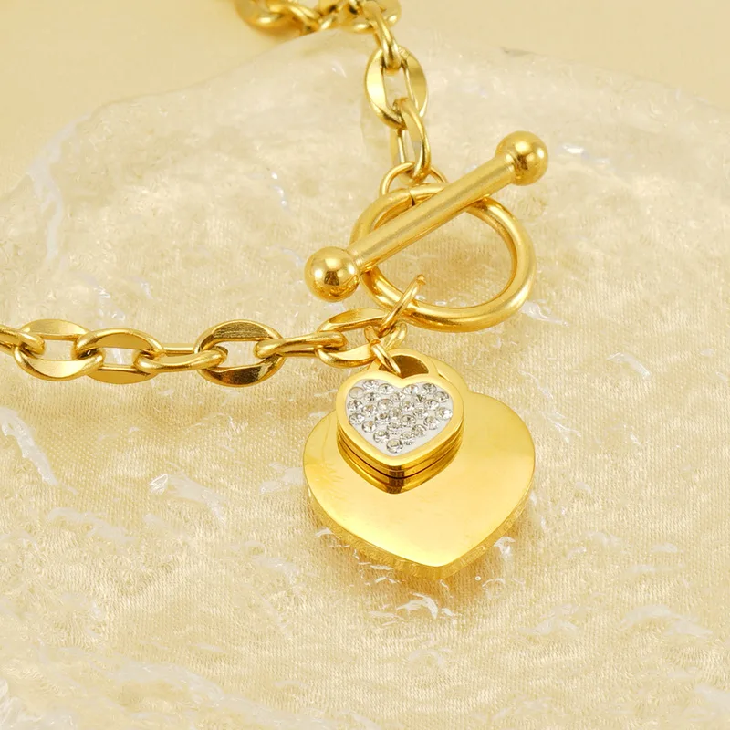 Wholesale Stainless Steel Jewelry Set Women Popular Designer Jewelry Heart 18k Gold Non Tarnish Chain Bracelet