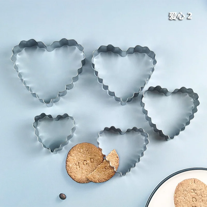 5 Pcs heart Flower Star Plastic Biscuit Press Cake Fondant Plunger Christmas Cookie Cutter Stamps Set cookie tools for kids DIY